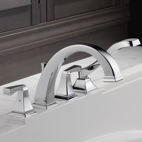 T4751SS,SP Delta Dryden 2 Handle Deck Mounted Roman Tub Faucet with Handshower & Reviews Wayfair